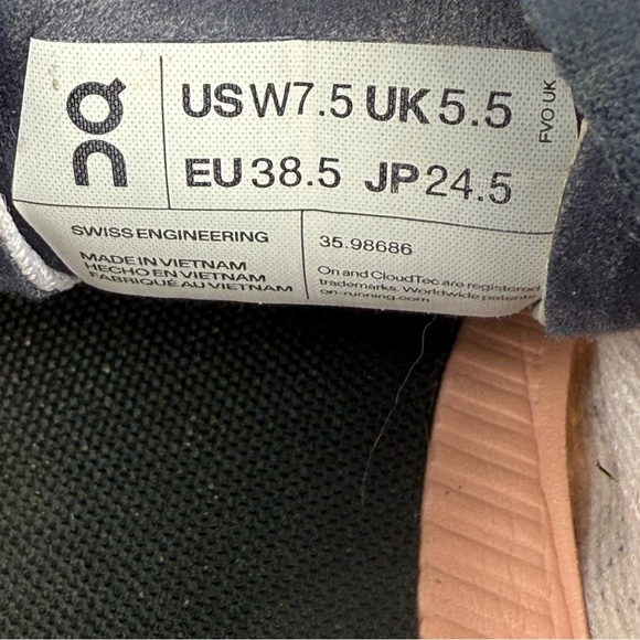 On Cloud Running Shoes‎ 7.5 Cloud Flow Rose Fiji Lace Up Womens Sneakers - Picture 8 of 10